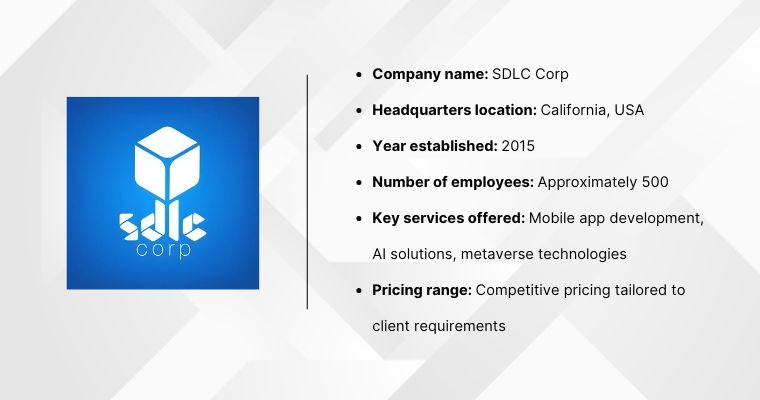 SDLC Corp provide large-scale metaverse and AI solutions with extensive mobile development expertise