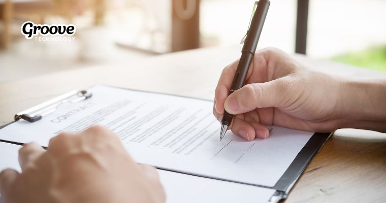 A detailed contract agreement clearly outlines deliverables, timelines, payment terms, and other key elements